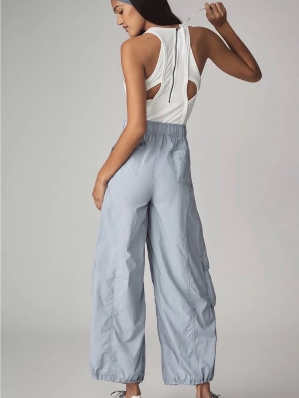 Anthropologie Pale Blue Wide-Leg Cargo Pants